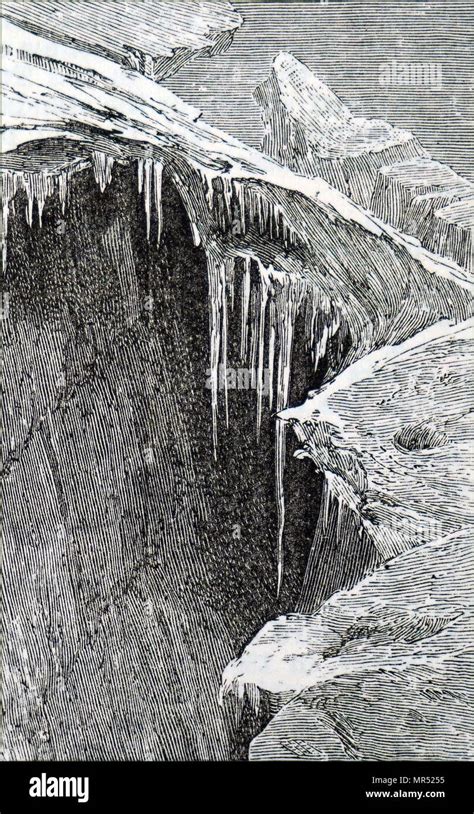 illustration depicting  ice cavern dated  century stock photo