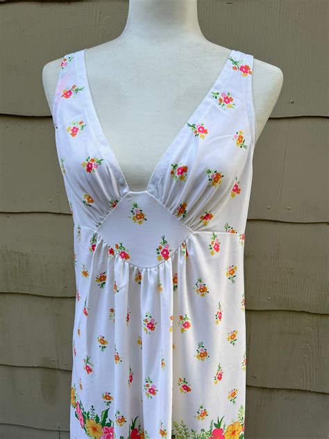 1960s 1970s Sears Spring Floral Lingerie Sleepwear Dress Etsy