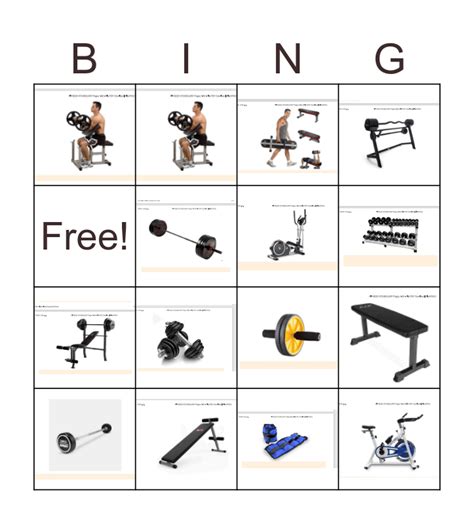 Gym Bingo Card
