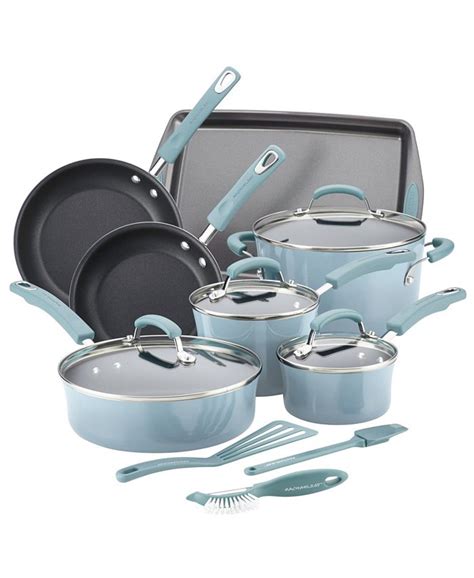 Rachael Ray Classic Brights Hard Enamel Nonstick Cookware Set 14 Piece