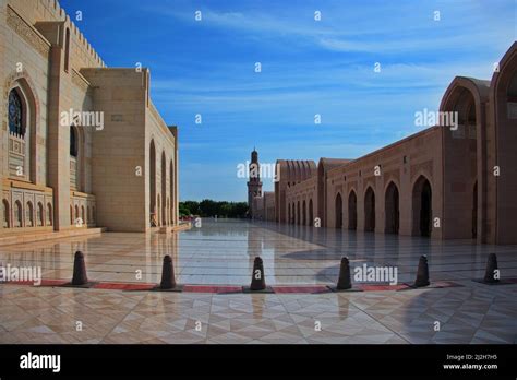 exterior   sultan qaboos grand mosque  muscat oman stock photo
