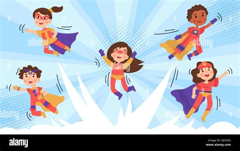 child superhero brave kid superhero cartoon characters cute kids