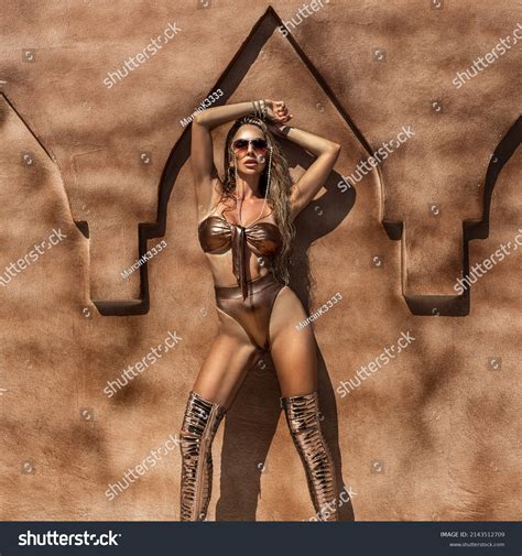 Elegant Sexy Woman Gold Bikini Gold Stock Photo Shutterstock