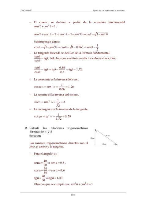 Ejercicios De Trigonometria Resueltos