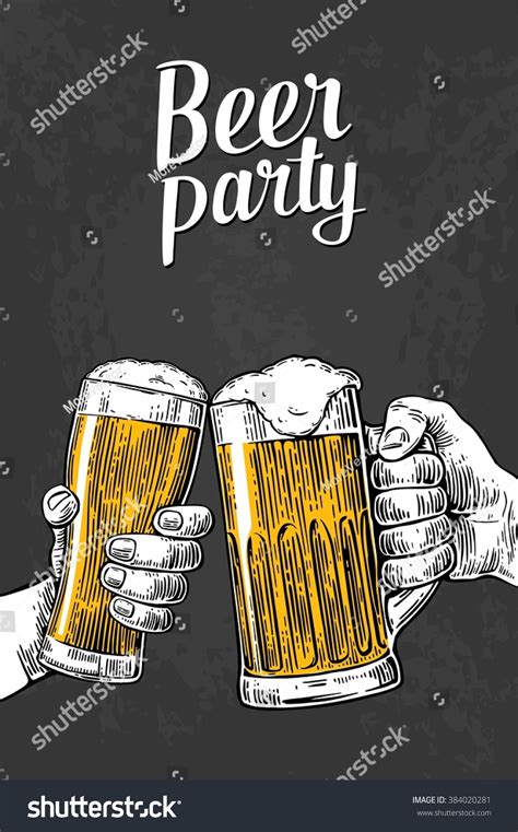 Two Hands Holding Clinking Beer Glasses Stock Vector Royalty Free