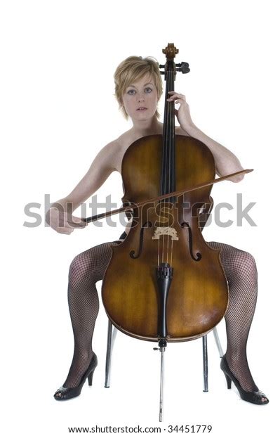 Attractive Blonde Woman Sitting Playing Cello Stock Photo Shutterstock