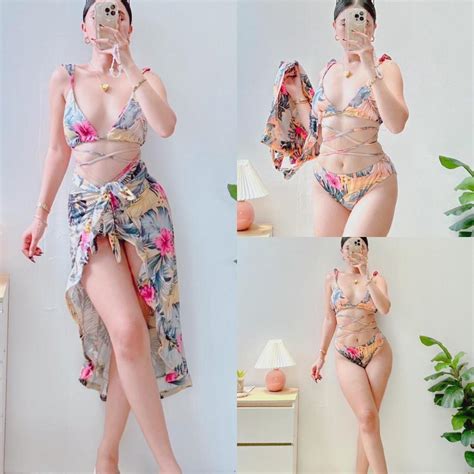 Summer Beach Sexy Split Skirt Three Piece In Bikini Swimsuit Swimwear Shopee Philippines