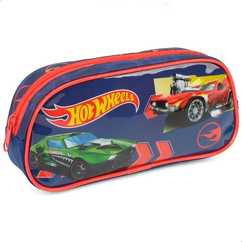 Estojo Hot Wheels Escolar Infantil Meninos Laranja Original