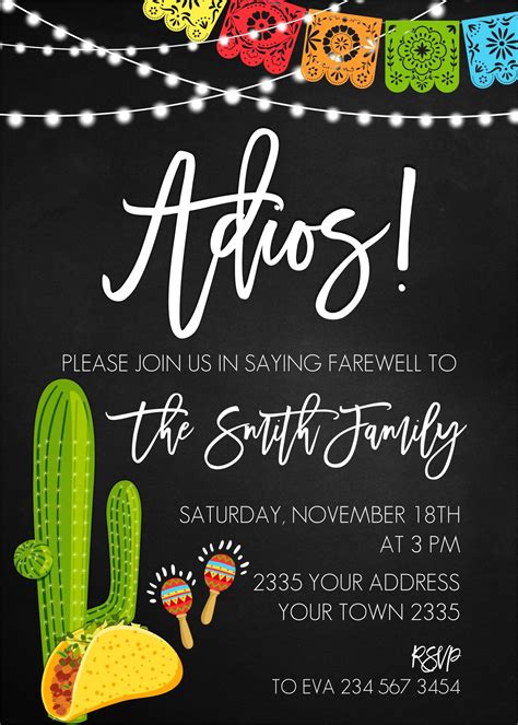 Editable Adios Farewell Party Invitation Going Away Party Etsy Canada In 2022 Farewell