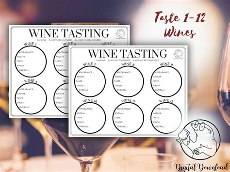 Wine Tasting Scorecard Wine Tasting Placemat Printable Wine Party