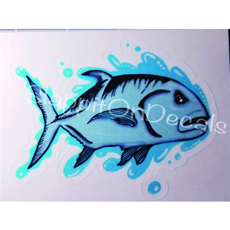 Fish Sticker Vinyl Decal Ulua Fish Hawaii Fishing For Car Etsy