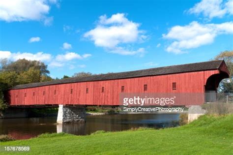 Red Covered Bridge High Res Stock Photo Getty Images