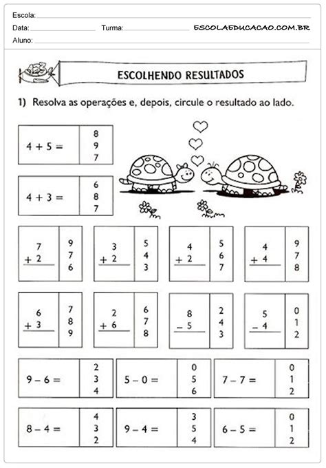 Atividade De Matematica Com Gabarito