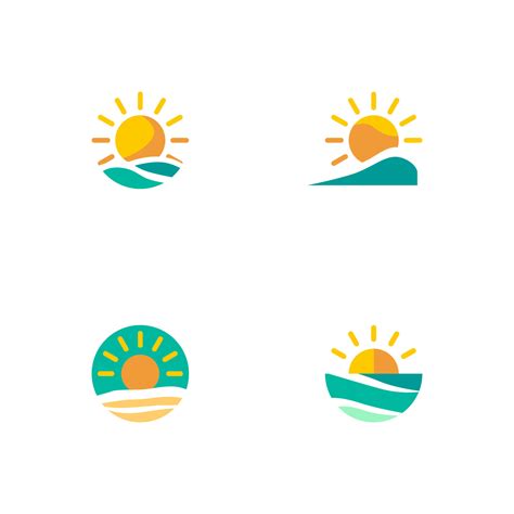 set  summer logo flat design  vector art  vecteezy
