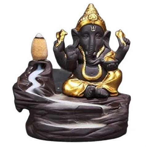 Ganesha Polyresin Black Ganesh Smoke Fountain For Home Packaging Type