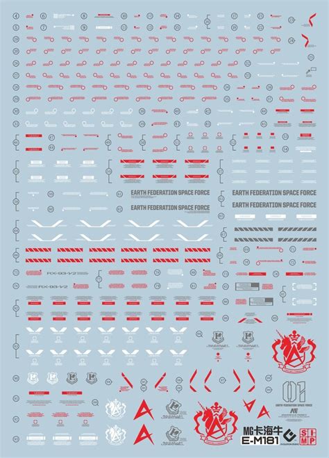 Gundam Water Slide Decal Simp Sticker E26 Mg Hi Nu Verka Extra Size