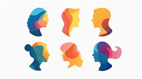 Four Of Abstract People Logos Communication Theme Premium Ai