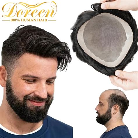 Perruque Toupet Europ Enne Fine Mono Avec PU Pour Homme DOREEN Cheveux