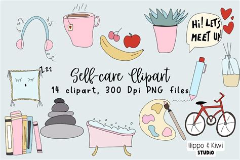 Self Care Clipart Graphic by Hippo and Kiwi Studio · Creative Fabrica