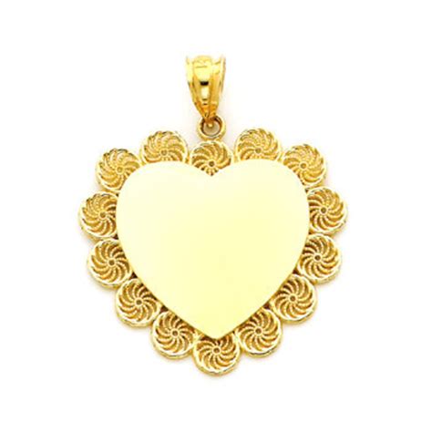 14k Gold Engravable Heart Pendant. Heart Pendant. - Etsy