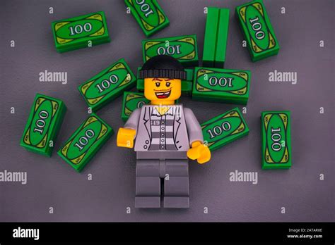 Tambov, Russian Federation - December 04, 2019 Lego criminal with Lego ...