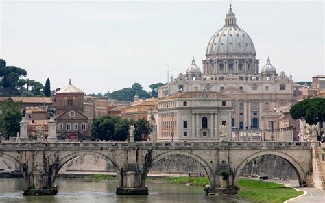 Pont Saint Ange And Basilique Saint Pierre Du Vatican