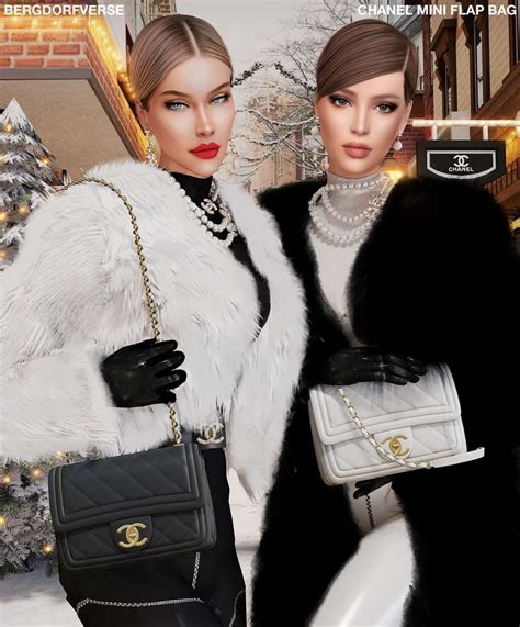 Two Women In Fur Coats Are Holding Chanel Mini Flap Bags And Posing For