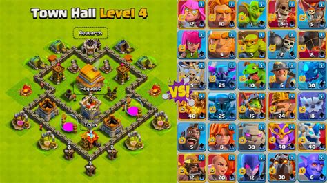 Max Town Hall 4 Base Vs All Normal And Super Troops Part 2 Clash Of Clans Youtube