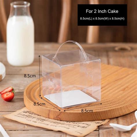 SHIOK 2 3 4 6 8 Inch Portable Transparent Cake Box With White