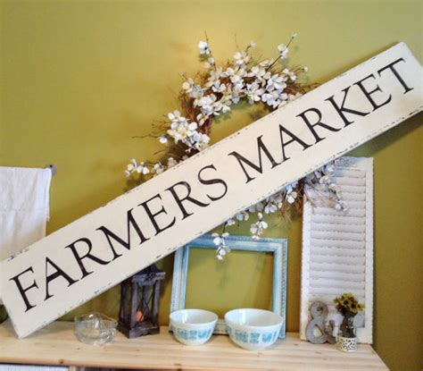 White Farmers Market Wood Sign Wooden Sign Rustic Wall | Etsy | Farmers ...