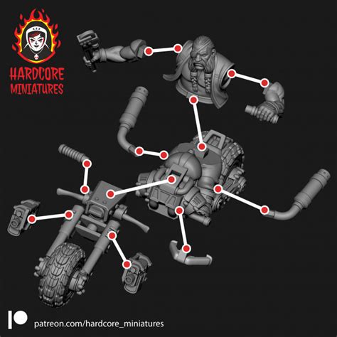 D Printable Space Dwarf Bikers Set By Hardcore Miniatures
