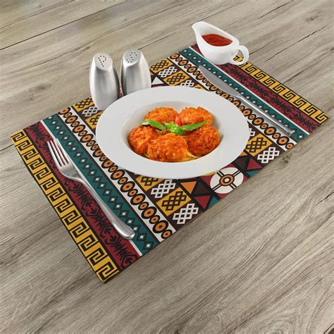 Ambesonne Kente Pattern Place Mats Set Of 4 Vertical Borders Inspired