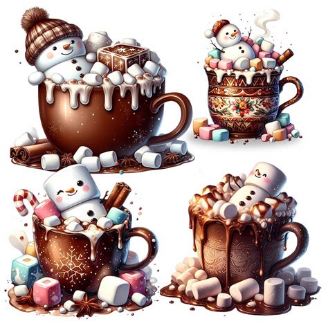 17 Cute Marshmallow Melting Snowman Overflowing Hot Cocoa Cozy Winter