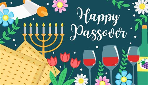 Jewish Holiday Passover Banner Design With Floral Decoration Happy Passover Greeting Card