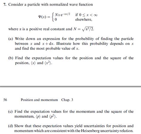 Solved Consider A Particle With Normalized Wave Function