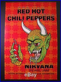 Red Hot Chili Peppers Pearl Jam Nirvana Original Concert Poster St Printing Original