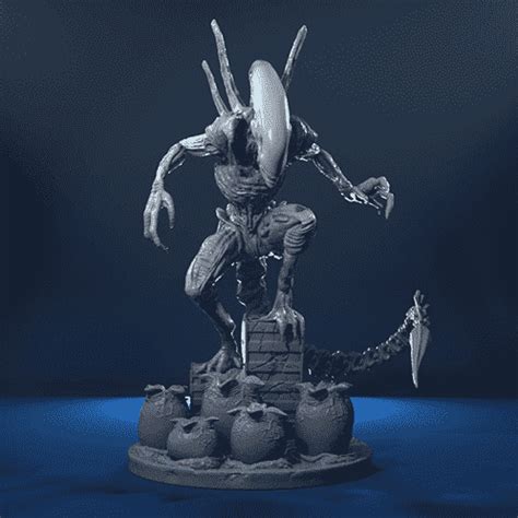 Alien Xenomorph With Eggs Diorama Statue STL Files For 3D Print 3D