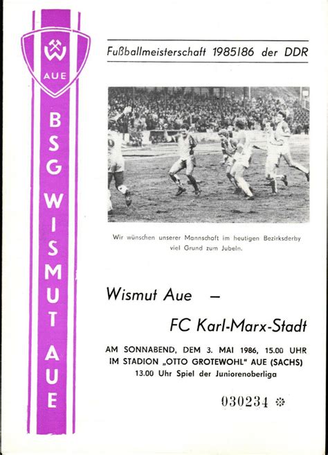 Ol 85 86 BSG Wismut Aue FC Karl Marx Stadt 03 05 1986 EBay