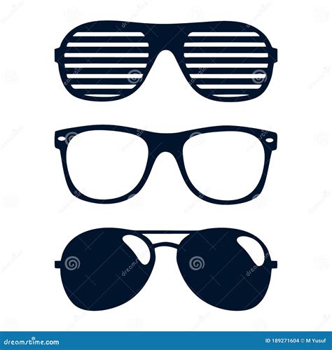 Glasses Silhouette Retro Glasses Eye Health Eyewear And Rim Sunglasses Silhouettes Stock