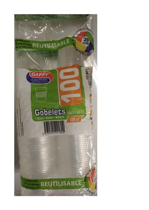 Gobelet Plastique Transparent Cl Paquet De Jetable Ou R Utilisable