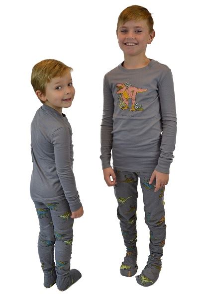 2 Piece Footed Pajamas Jurassic Dinosaurs Grey Size 9 10 Big Feet