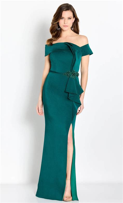 Cameron Blake CB761 - Draped Off Shoulder Evening Gown – Couture Candy