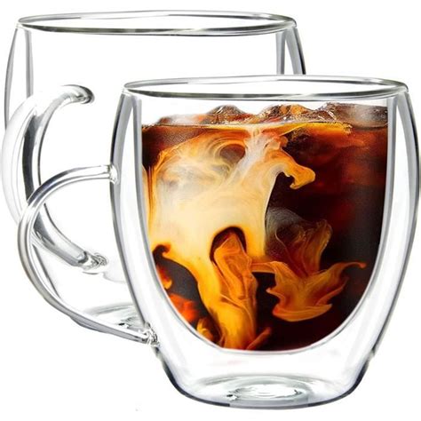 Bey Lot De Tasses Caf En Verre Thermo Isol Es Double Paroi G