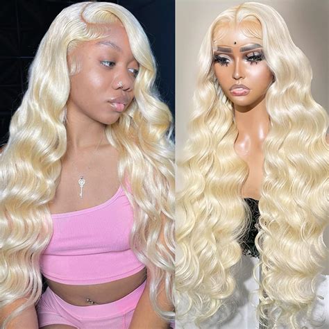 Amazon Alimubi Hair Lace Front Wig Human Hair X Transparent Body Wave Blonde Wigs