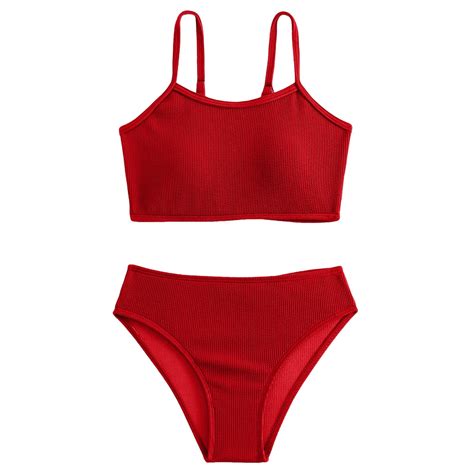 Gibobby Girls Swimsuit Bathing Suits Criss Cross Bikini Set Two Piece Girls Swimwear Solid