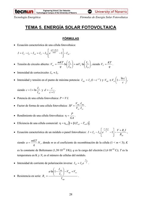 Formula De Energia Solar - Fórmulas de Energía Solar Fotovoltaica
