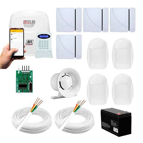 Kit Alarme JFL 8 Sensores Residencial E Comercial Active 20 GPRS Na