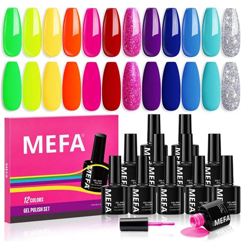 Jual Mefa Neon Gel Nail Polish Set Warna Spring Summer Gel Nail Kit Green Glitter Hot Pink