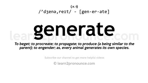 Pronunciation of Generate | Definition of Generate - YouTube