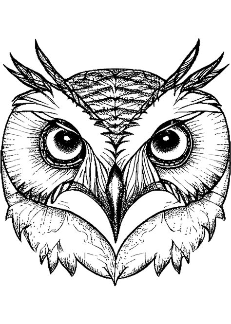 Owl Tattoo Coloring Page · Creative Fabrica